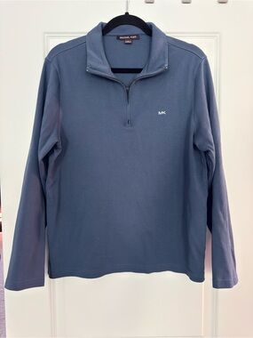 Michael Kors Slate Blue Quarter-Zip Pullover